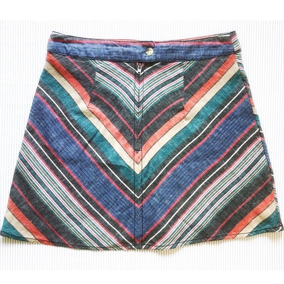 Free People Yours Truly Chevron Stripe A-Line Mini - Picture 3 of 5